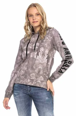 Produktbild von WL255 Damen Kapuzensweatshirt mit stylischer Batikmusterung