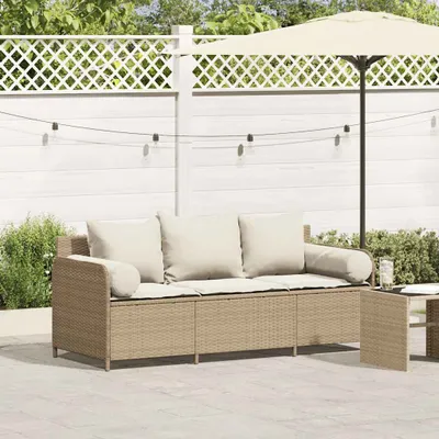 Produktbild von Möbel Gartensofa mit Kissen 3-Sitzer Beige Poly Rattan - Gartensofas 4104176