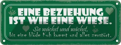 Produktbild von vianmo Blechschild 10x27 cm Beziehung wie Wiese wächst bis Spruch Zitat