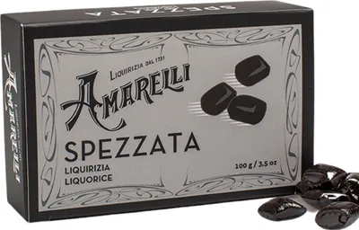 Produktbild von Amarelli Spezzata, Stücke aus reinem Hartlakritz, Box, 100 g, Amarelli Italien