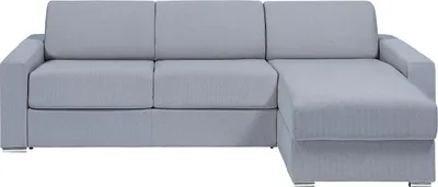 Produktbild von Reversibles Ecksofa mit Schnellbettfunktion - Stoff - Grau - Liegefläche 140 cm (breite Latten) - Matratze 22 cm mit Memory Schaum - CALITO