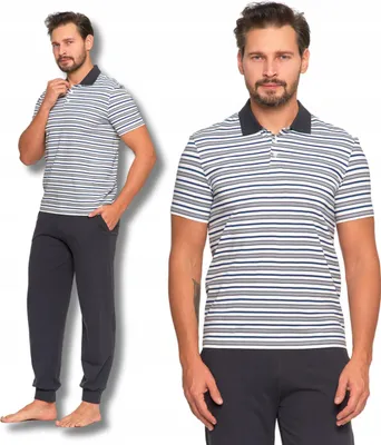 Produktbild von Herren-Pyjama, gestreifte Bluse, kurze Ärmel, lange Hose, klassisch, MORAJ - L