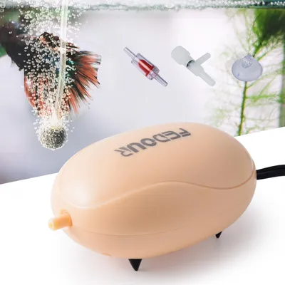 Imagen del producto de Mini bomba de aire para acuario, con una potencia de 1 W, caudal de 120 L/h, silenciosa, ideal para acuarios pequeños de hasta 80 litros