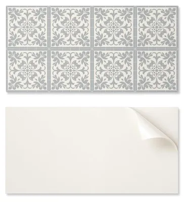 Produktbild von Vinyl-Wandpaneel für moderne Inneneinrichtung, 100 x 50 cm, Blumenmuster auf Fliesen