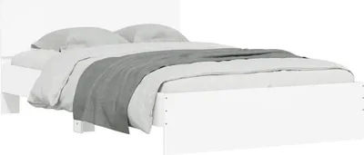 Produktbild von vidaXL Bettgestell mit Kopfteil LED-Beleuchtung Weiß 120x190 cm