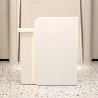 Image de Comptoir d'accueil, réception, comptoir de réception, bureau d'accueil, comptoir pour salons professionnels, bar, comptoir, réception, comptoir avec tiroirs, en MDF, mobilier de bureau moderne, comptoir pour halls d'entreprise, table de salon (blanc, 60x45x100 cm)