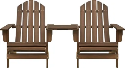 Produktbild von vidaXL Adirondack-Gartenstühle mit Tisch Massivholz Tanne Braun