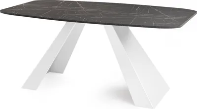 Obrázok produktu pre Jedálenský stôl Monte White v modernom štýle, Obdĺžnikový stôl vo vzhľade čierneho mramoru - Rozšíriteľný od 160 cm do 200 cm, Biele kovové nohy s práškovou povrchovou úpravou - 160 x 80 cm - Čierny mramor