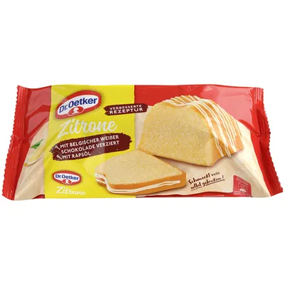 Verpackungsbild Dr. Oetker Zitronenkuchen Rührkuchen mit Zitronen Geschmack 350g