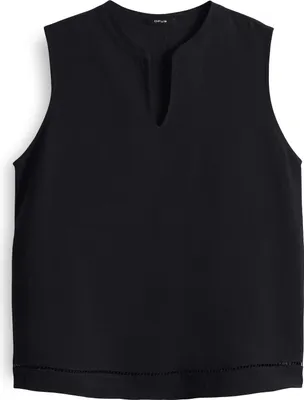 Produktbild von Opus Damen ärmellose Bluse mit Lochspitze, natürlicher Leinenstruktur und Teilungsnaht