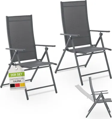 Produktbild von Juskys Gartenstuhl Calena 2er Set - 7-Fach verstellbare Rückenlehne - Anthrazit