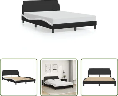 Produktbild von The Living Store Bettgestell mit Kopfteil Schwarz und Weiß 120x200 cm Kunstleder
