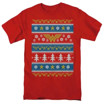 Obrázok produktu pre Tričko Wonder Woman – uni, pánske/dámske, vianočný dizajn, model TV39958 (veľkosť XL) (červené)