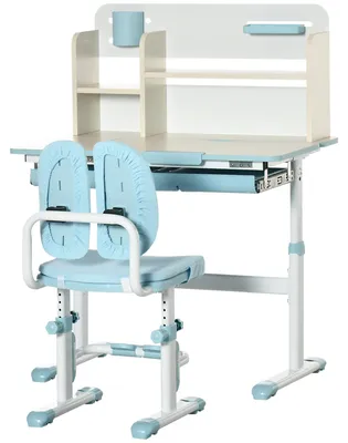 Produktbild von Kinderschreibtisch- und Stuhlset, h?henverstellbar und neigbare Tischplatte (0šC60¡ã), 80 x 52 x 88šC109 cm, blau