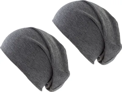 Produktbild von 2er Pack Beanie Dunkelgrau und Dunkelgrau Jersey Slouch Mütze Long Sommermütze Ballonmütze Beaniemütze