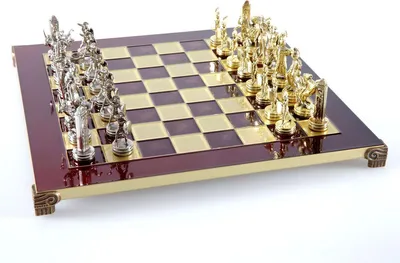 Productafbeelding van Manopoulos luxe schaakspel – Griekse mythologie – Bronzen bord en gouden/zilveren stukken (36x36 cm)