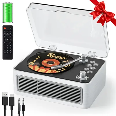 Produktbild von Tragbarer CD-Player – Bluetooth-FM-Radio – 3600-mAh-Akku – Retro-Design