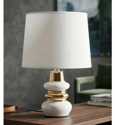 Obrázok produktu pre Stolová lampa z keramiky, biela a zlatá ø 23x32 cm