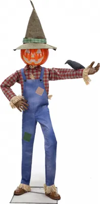 Produktbild von Familienfreundliche Vogelscheuche mit Krähe Halloween Animatronic