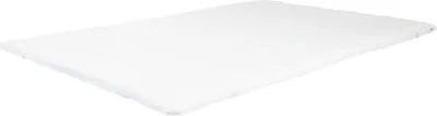 A white mattress topper is shown from a diagonal angle against a white background.