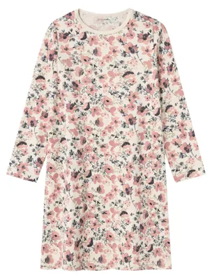 Immagine prodotto di NAME IT, pigiama per bambine, modello Nkfnightgown Ls, fantasia Nostalgia Flower, colore Peyote Melange, taglia 158-164