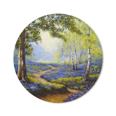 Produktbild von MuchoWow® Mauspad Mousepad Gemälde - Natur - Wald - Blumen - Ölfarbe 20x20 cm - Mousepads - Maus Mat - Pad - Mausunterlage - Schreibtischmatte