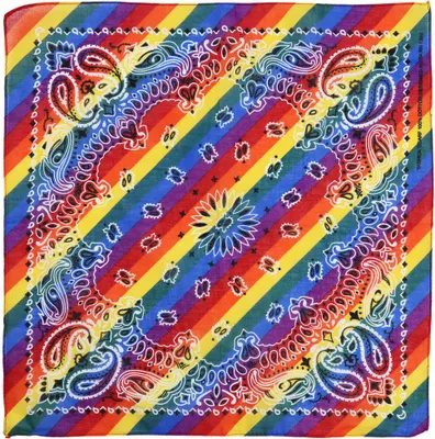 Produktbild von Bandana Tuch Paisley Muster 03 Regenbogen diagonal gestreift quadratisches Kopftuch