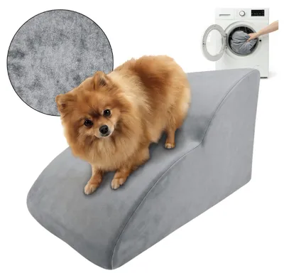 Produktbild von Muralo Treppe für Hund und Katze RAMPE HUNDTREPPE Treppe für Haustiere 2 Stufen Grau Royal Stoff