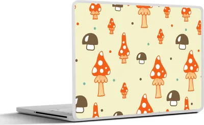 Produktbild von MuchoWow® Laptop Aufkleber Sticker Cover Muster - Pilz - Orange 40x30 cm - Laptop Dekoration - Selbstklebend