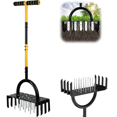 Produktbild von 2-in-1 Rasenlüfter Gartenkralle 24 Spikes Bodenbelüfter Bodenlockerung Gartenpflege