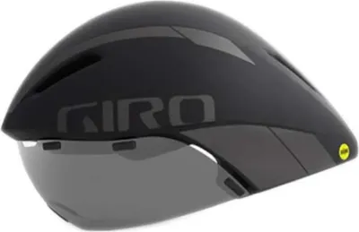 A black and gray Giro bicycle helmet with a visor, shown from a three-quarter front angle against a white background.