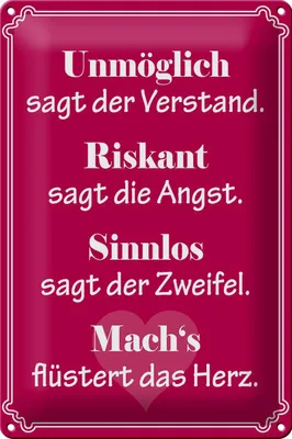 Produktbild von Blechschild Spruch 20x30cm Unmöglich sagt der Verstand