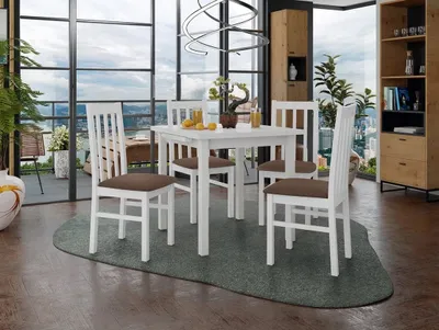 Image de Table à manger extensible 80 cm avec 4 chaises ADELBITE 4 - blanc / marron 2