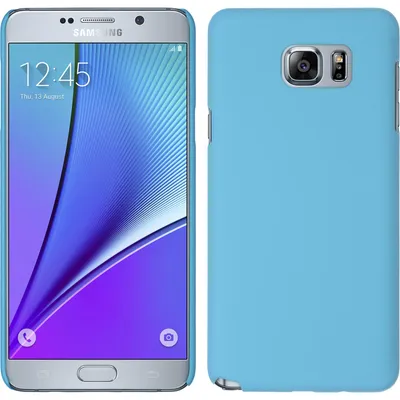 Produktbild von PhoneNatic Case kompatibel mit Samsung Galaxy Note 5 - Hülle hellblau gummiert Hard-case + 2 Schutzfolien
