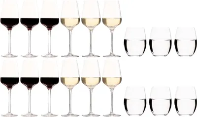 Produktbild von Chef- und Sommelier-Weinglas-Set Sublym (Rotweingläser, Weißweingläser und Wassergläser) – 18-teiliges Set