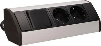 Produktbild von Steckdosenblock Aufbau silber 2fach ein Schalter 3680W