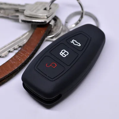 Produktbild von Auto Schlüssel Hülle Silikon Schutz Cover Schwarz kompatibel mit Ford C-Max S-Max B-Max Galaxy Focus Mondeo Fiesta Kuga 3 Tasten KEYLESS SMARTKEY