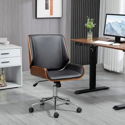 Immagine prodotto di sedia da scrivania okwish sedia girevole da lavoro con funzione di inclinazione, sedia girevole regolabile in altezza sedia direzionale con supporto per lo schienale, nero