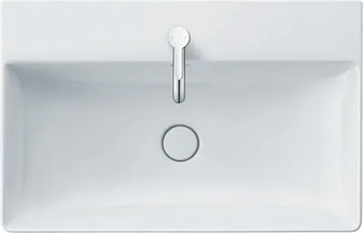Zdjęcie produktu dla Duravit umywalka DURASQUARE bez przelewu, z otworem na baterię, polerowana, 800 x 470 mm 1 otwór na baterię biała
