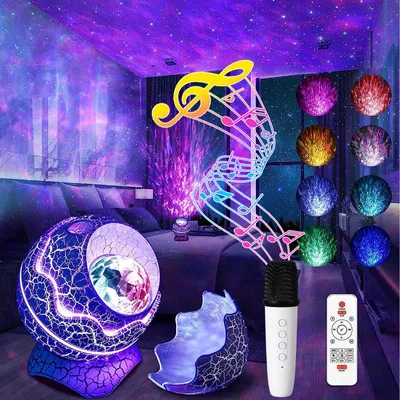 Produktbild von Karaoke LED Sternenhimmel Projektor RGB 16 Farben mit Mikrofonen Fernbedienung Galaxy Lampe Nachtlicht