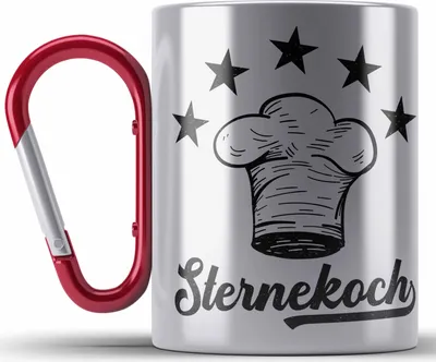 Produktbild von Trendation - Koch Geschenk Edelstahl Tasse Karabiner Sternekoch Geschenkidee Lustiger Spruch (Rot)