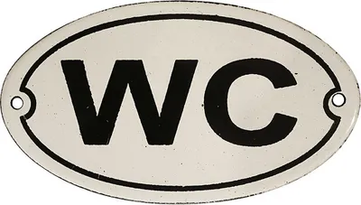 Produktbild von Türschild WC Emaille Metall Oval Weiß Toilette Nostalgie 7,5x13,5cm