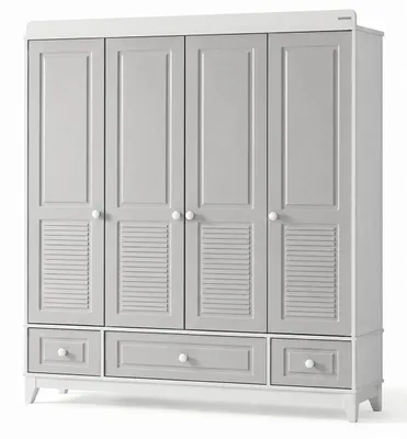 Produktbild von Moderner Kleiderschrank mit grauen Türen und 3 geräumigen Schubladen