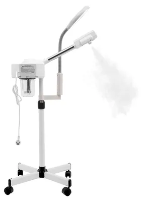 Produktbild von Gesichtsdampfer - 2-in-1 Gesichtsspray- und Dampfgerät - LED - 5-fach Lupe - Standlampe - Höhenverstellbar - Weiß - 220 V