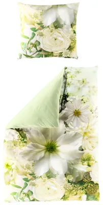 Produktbild von JACK by Bierbaum Mako Satin Wende Bettwäsche 135x200cm 2 tlg. Blüten Blumen Lind Gelb Creme Digitaldruck