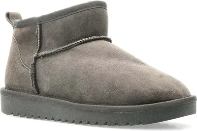 A single gray boot is shown against a white background.