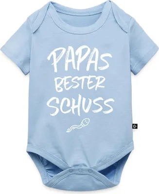 Produktbild von Spreadshirt Papas Bester Schuss Baby Party Kurzarm Tages Baby Body, 92 (1,5 - 2 Jahre), Hellblau