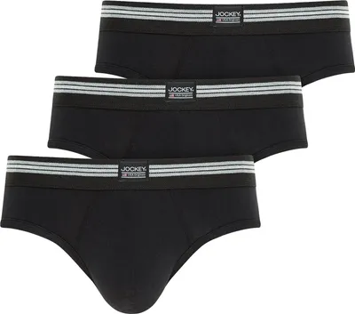 Produktbild von Jockey Herren Slips, 3er Pack - Baumwolle Stretch Brief, Unterwäsche, Logobund Schwarz M