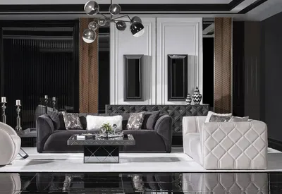 Produktbild von Sofagarnitur 4 3 Sitzer Grau Wohnzimmer  Komplett Sofas Set Modern