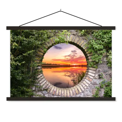 Produktbild von MuchoWow® Textilposter Meer - Sonnenuntergang - Ausblick 150x100 cm mit schwarzem Rahmen - Schlafzimmer